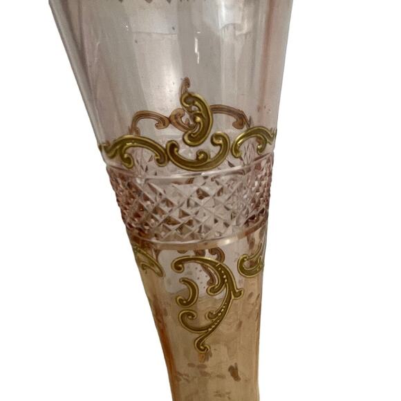 Vintage Signed Moser Art Glass Pink Vase Gold Gilt Great Condition - Picture 3 of 10